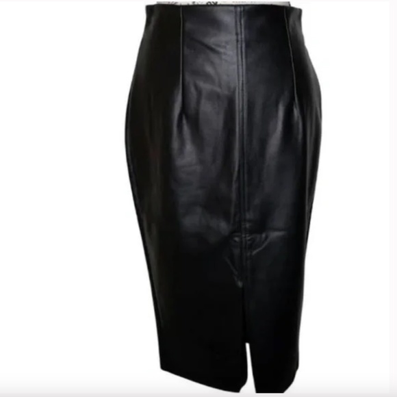 Zara Black Leather Pencil Skirt Size Small - Picture 1 of 10